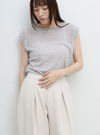 シアーノースリーブTシャツ