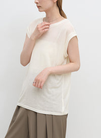 シアーノースリーブTシャツ