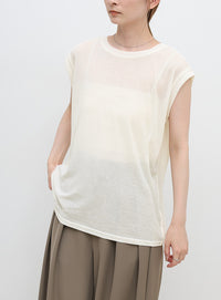 シアーノースリーブTシャツ