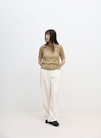 ストレッチ透かし編みデザインTシャツ