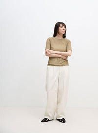 ストレッチ透かし編みデザインTシャツ