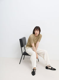 ストレッチ透かし編みデザインTシャツ