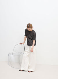 ストレッチ透かし編みデザインTシャツ