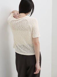 メランジシアーラグランTシャツ