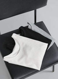【Et】side-slit ribbed T-shirt