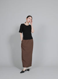 【Et】side-slit ribbed T-shirt