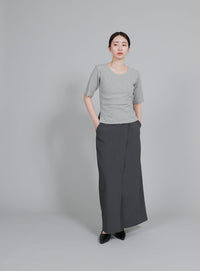 【Et】side-slit ribbed T-shirt