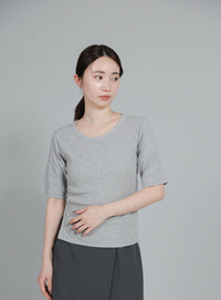 【Et】side-slit ribbed T-shirt