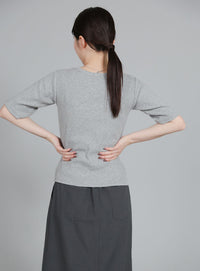 【Et】side-slit ribbed T-shirt