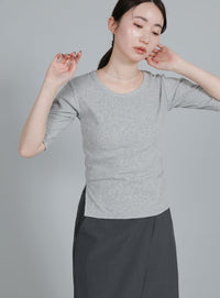 【Et】side-slit ribbed T-shirt