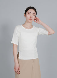 【Et】side-slit ribbed T-shirt