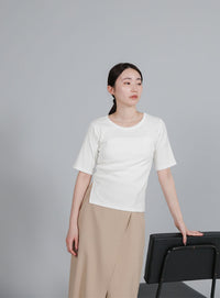 【Et】side-slit ribbed T-shirt