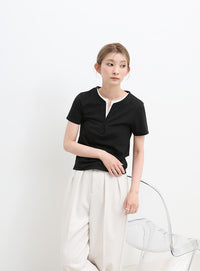 レイヤードライクヘンリーネックＴシャツ