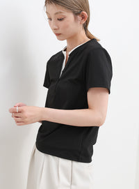 レイヤードライクヘンリーネックＴシャツ