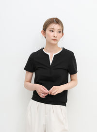 レイヤードライクヘンリーネックＴシャツ