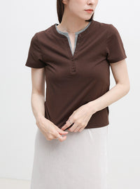 レイヤードライクヘンリーネックＴシャツ