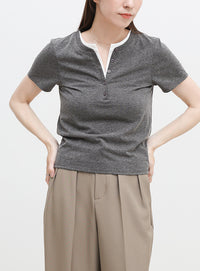 レイヤードライクヘンリーネックＴシャツ