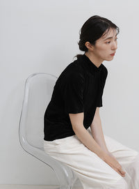 プチハイネックライトベロアTシャツ