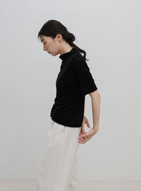 プチハイネックライトベロアTシャツ