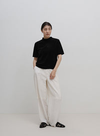 プチハイネックライトベロアTシャツ