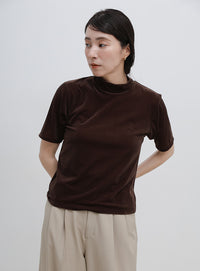 プチハイネックライトベロアTシャツ