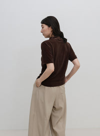 プチハイネックライトベロアTシャツ