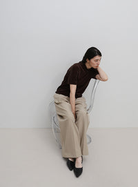 プチハイネックライトベロアTシャツ