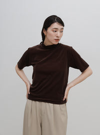 プチハイネックライトベロアTシャツ