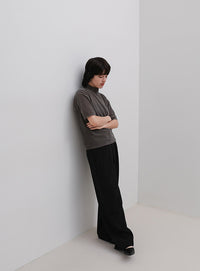 プチハイネックライトベロアTシャツ