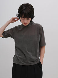 プチハイネックライトベロアTシャツ