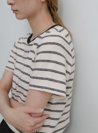 パイルボーダーTシャツ
