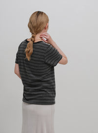 パイルボーダーTシャツ