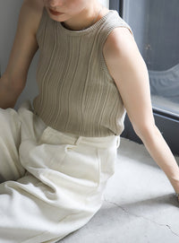 ランダムリブノースリーブニット【SALE】