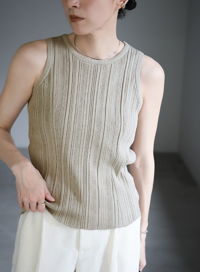 ランダムリブノースリーブニット【SALE】