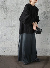 サテンナローロングスカート【by SON】