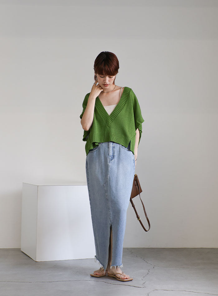 Vネックサマーニットベスト【SALE】