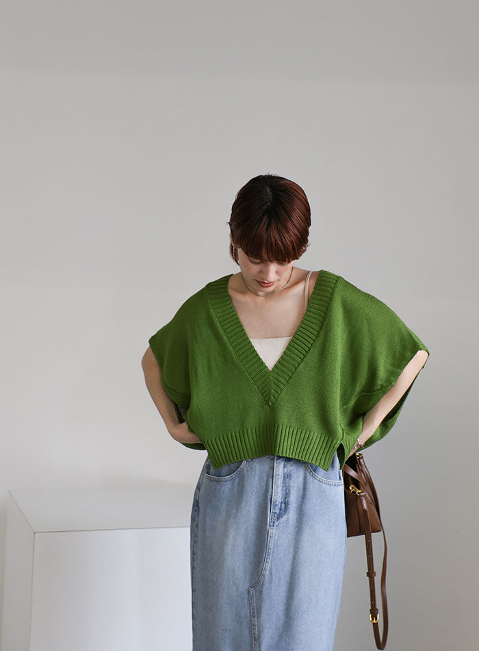 Vネックサマーニットベスト【SALE】