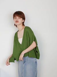 Vネックサマーニットベスト【SALE】