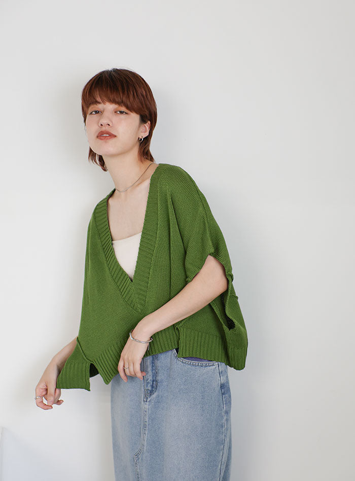 Vネックサマーニットベスト【SALE】