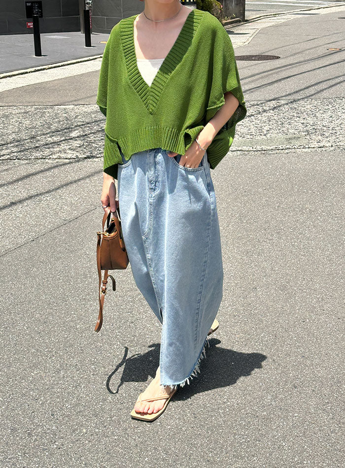 Vネックサマーニットベスト【SALE】