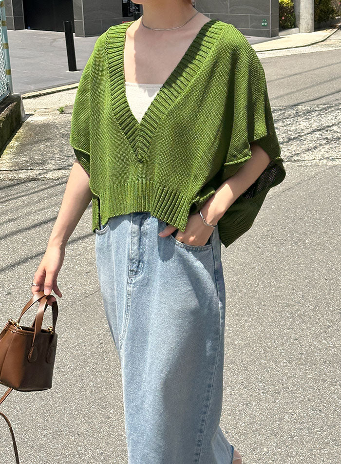 Vネックサマーニットベスト【SALE】