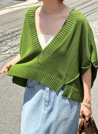 Vネックサマーニットベスト【SALE】