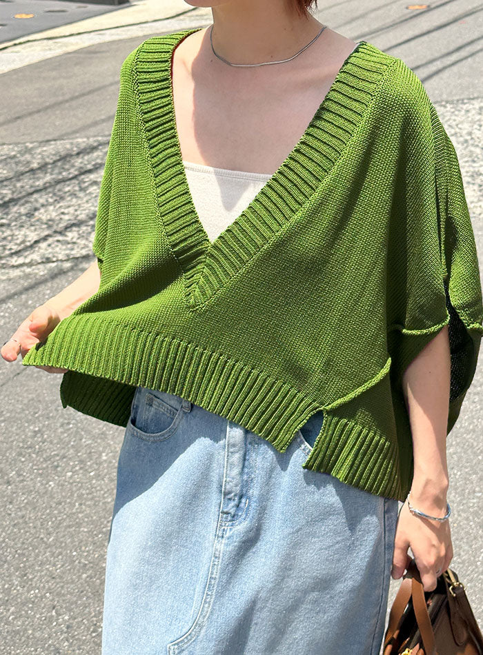 Vネックサマーニットベスト【SALE】