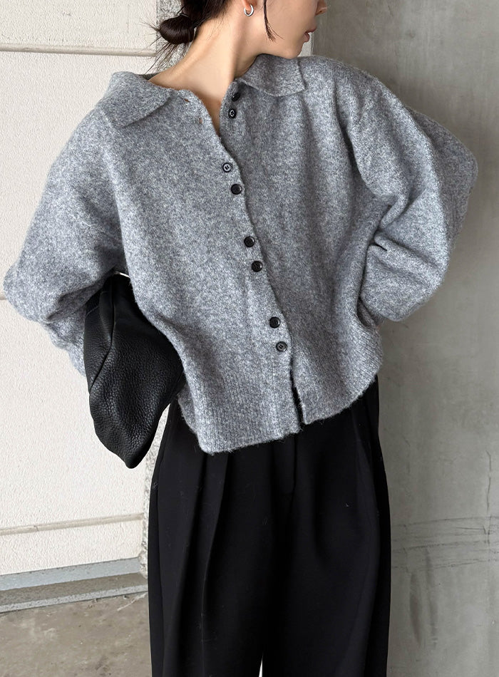 ボタンアップポロカーディガン