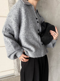 ボタンアップポロカーディガン