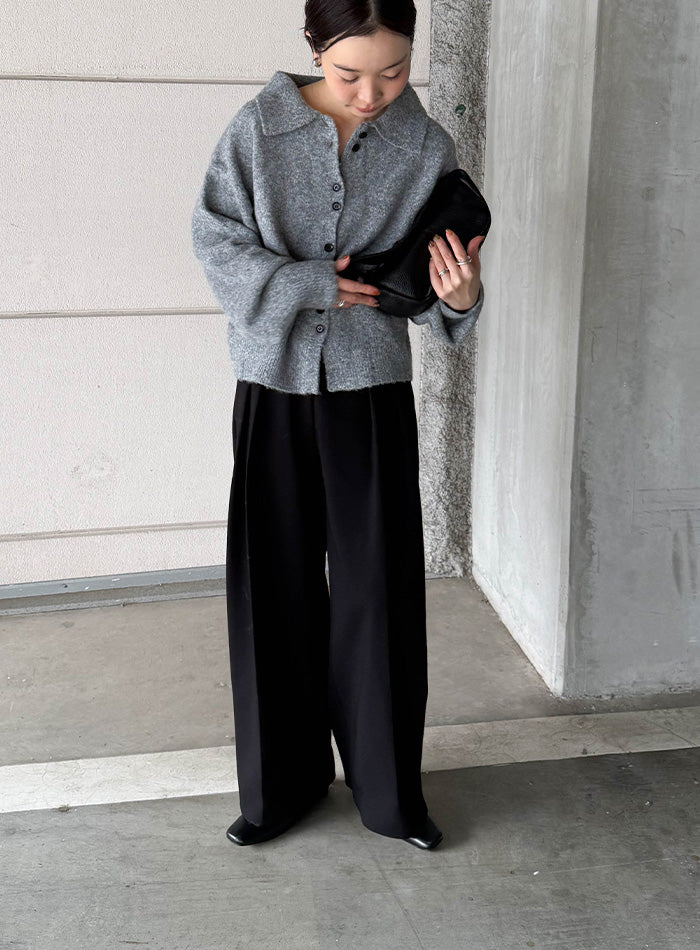 ボタンアップポロカーディガン