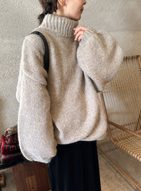 ローゲージハイネックオーバーボリュームスリーブニット【by SON】