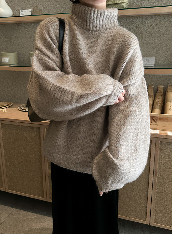 ローゲージハイネックオーバーボリュームスリーブニット【by SON】