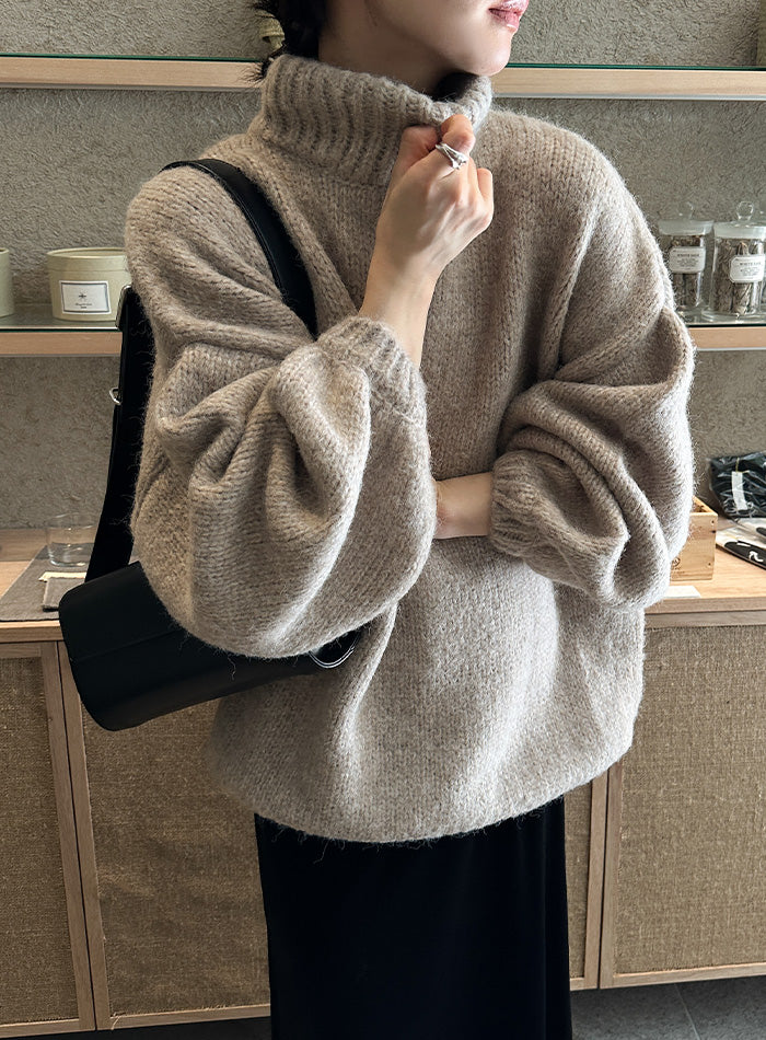 ローゲージハイネックオーバーボリュームスリーブニット【by SON】