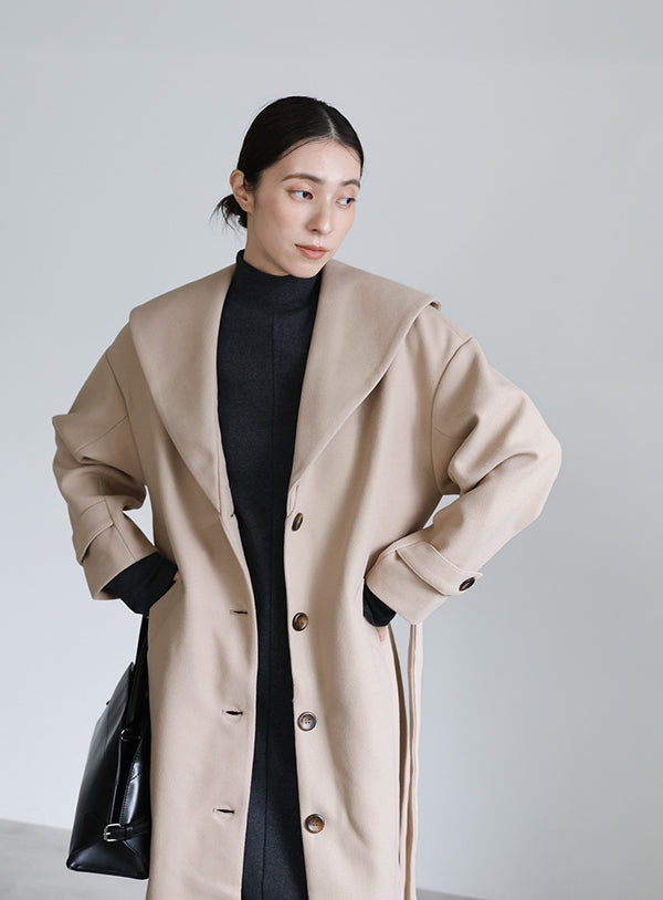 セーラーカラーニットモッサライトロングコート【SALE】